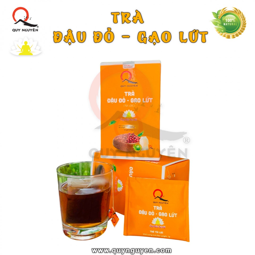Trà Đậu Đỏ - Gạo Lứt QN (Trà túi lọc) - 22 gói x 5gr Trà Đậu Đỏ - Gạo Lứt QN (Trà túi lọc) - 22 gói x 5gr